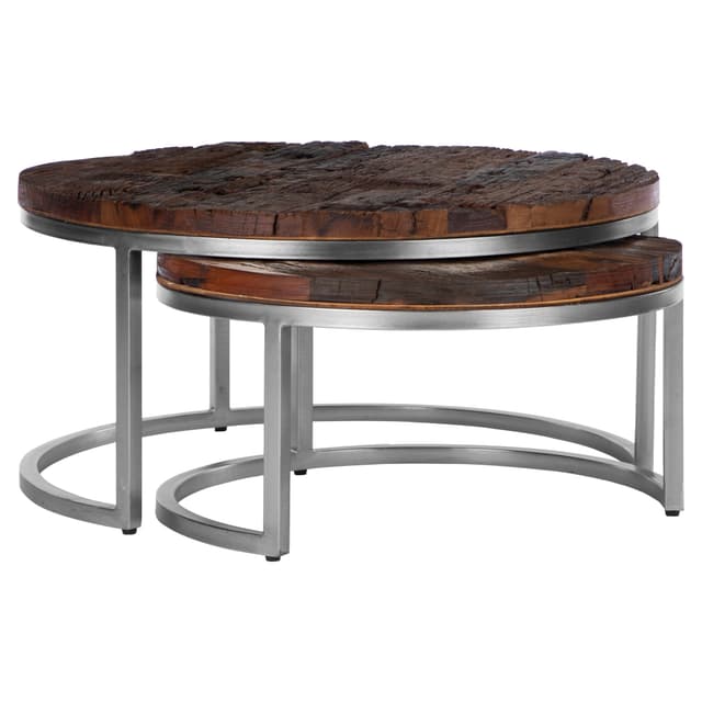 WOMO-DESIGN Round Coffee Table Set med två Surabaya, Ø 70x35 cm, 56x29 cm Ø,