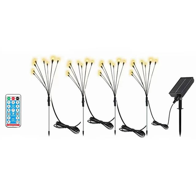 Solcellsdriven Trädgårdsbelysning, 8 LED-Lampor - 4 pack Varm