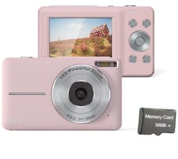Digitalkamera 44MP/1080P/16X med digital zoom/fyldningslys/32GB kort Pink