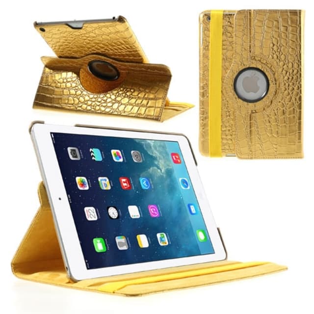 Fodral iPad Air / iPad 9.7 2017 & 2018 360 rotation Krokodil Guld