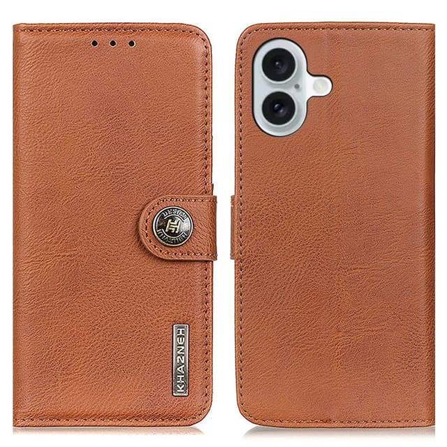 KHAZNEH til iPhone 16 Plus Lommebok-deksel - Brun