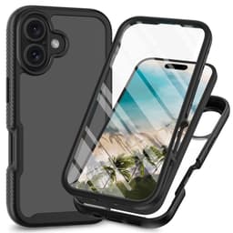 Suojakuori iPhone 16 Plus PC+TPU:lle Kirkas puhelimen kansi PET-näyttökalvolla