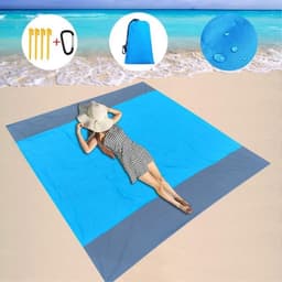 Stor Strandfilt 210x200cm Sandtät Vattentät Lätt Utomhusfilt Blå