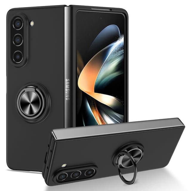 Til Samsung Galaxy Z Fold5 5G Dekseldeksel Ring Bilfeste - Svart