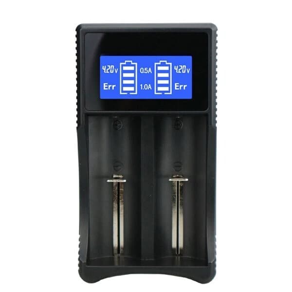 Batterilader SW-3 med LCD-display for 2x 18650-batterier