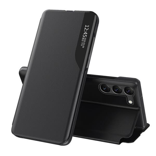 Konstläderfodral med ställ till Samsung Galaxy S24 - Svart