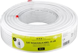 75 dB koaksial antennekabel, 2x skjermet, 50 m hvit