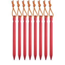 Teltpløkke / jordpløkke med løkke 18 cm Aluminium Rød/Orange 8-pak