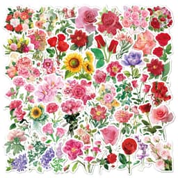 Klistremerker Blomster og blader 50-pakk Flerfarget