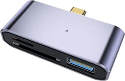 NÖRDIC USB-C Kortleser 2 Spor SD og MicroSD UHS-I + USB-A 3.1