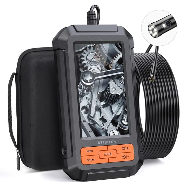 Endo-/Borescope Camera 1080P digitalt inspeksjonskamera, 5m kabel 5,5mm IP67 4,3'' LCD-skjerm, 6x LED