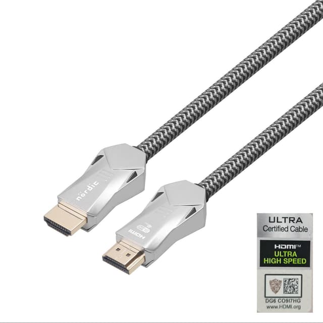 NÖRDIC-SERTIFISERT KABLER 1m Ultra High Speed ​​​​HDMI 2.1 8K 60Hz 4K 120Hz 48Gbps Dynamic HDR eARC VRR Nylonflettet kabel Gullbelagte kontakter