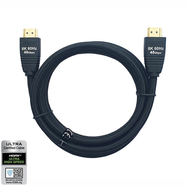 NÖRDIC CERTIFIED CABLES sertifisert 5m ultra høyhastighets HDMI 2.1 8k 60hz 4k 120Hz 48Gbps Dynamic HDR Earc VRR Nylon flettet kabel gullbelagt