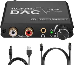 NÖRDIC DAC digital til analog konverter 192 kHz digital Toslink og Coaxial til analog L / R og 3,5 mm stereo med BASS og volumenkontrol