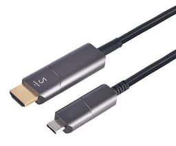 NÖRDIC 10m Active AOC kuitukaapeli USB 3.1 Type C - HDMI 4K 60hz 21.6Gbps HDCP / EDID / CEC / 3D