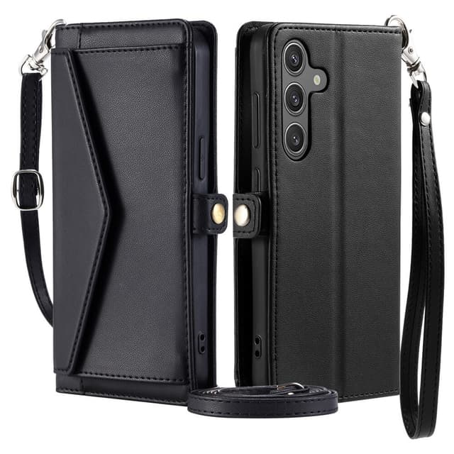 SKALO Samsung A16 PU-Nahkakotelo Lompakkokotelo - Musta