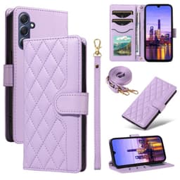 SKALO Samsung A16 Quiltet Flip Cover med skulderrem - Lilla