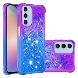 SKALO Samsung A16 Kvicksand Glitter Hjerter TPU Cover - Lilla-Blå