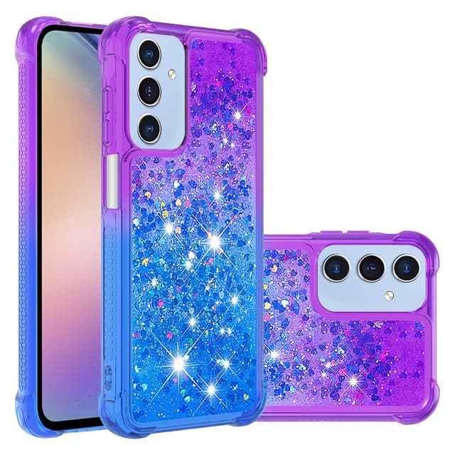 SKALO Samsung A16 Kvicksand Glitter Hjerter TPU Cover - Lilla-Blå