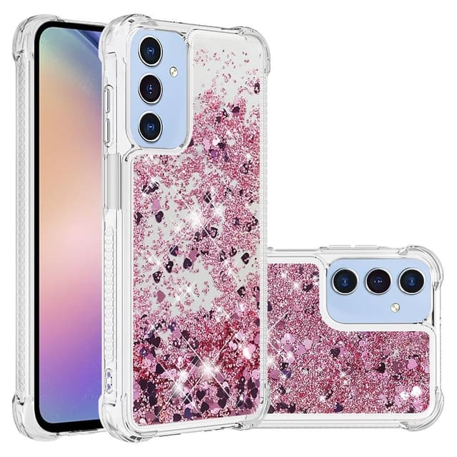 SKALO Samsung A16 Kvicksand Glitter Hjärtan TPU-skal - Roséguld