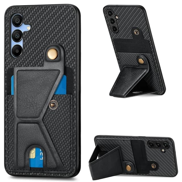 SKALO Samsung A16 Carbon Fiber Cover med kortholder - Sort