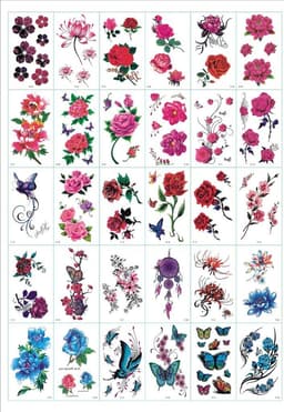 Midlertidige tatoveringer 30 ark blomster