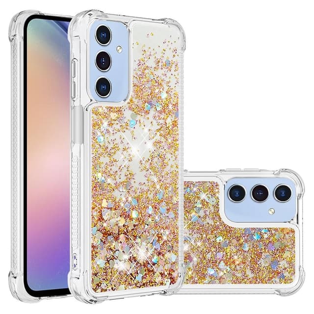 SKALO Samsung A16 Kvicksand Glitter Hjärtan TPU-skal - Guld
