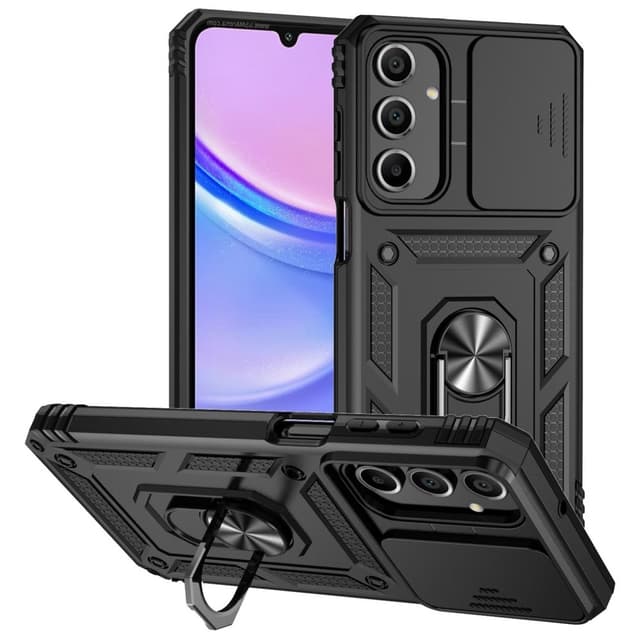 SKALO Samsung A16 Armor Hybrid Metallring Kameraslider - Svart