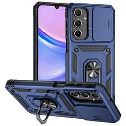 SKALO Samsung A16 Armor Hybrid Metallring Kameraslider - Blå