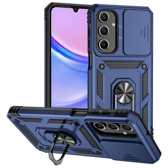 SKALO Samsung A16 Armor Hybrid Metallring Kameraslider - Blå