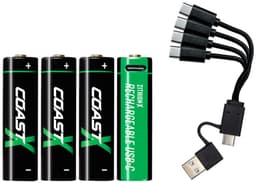 Coast ZXAA Zithion-X USB-C uppladdnigsbara litiumbatterier 4-pack