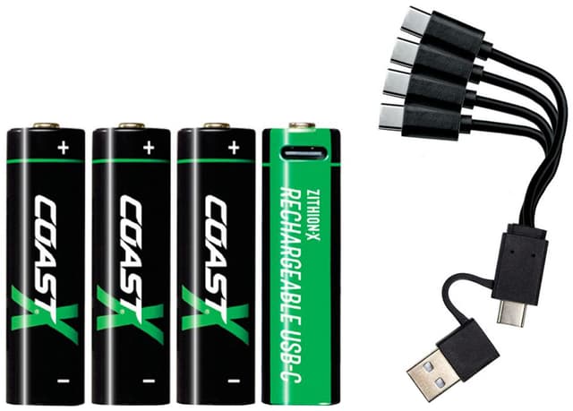 Coast ZXAA Zithion-X USB-C genopladelige litiumbatterier 4pk