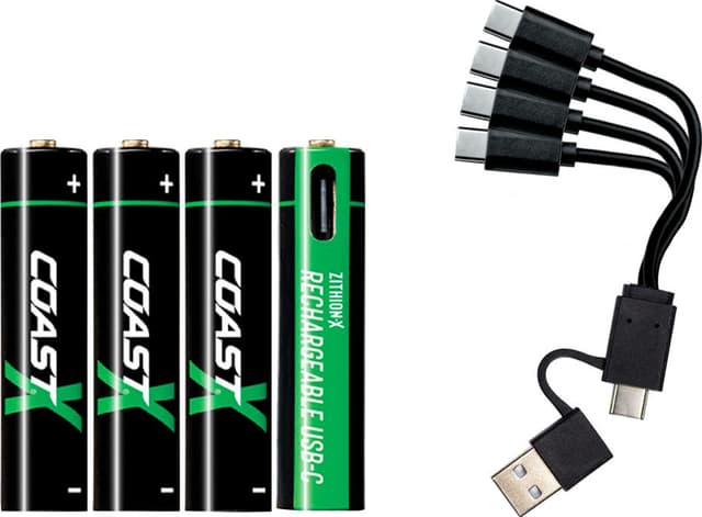 AAA ファイル Coast ZXAAA Zithion-X USB-C oppladbare litiumbatterier (4-pk) - Elkjøp