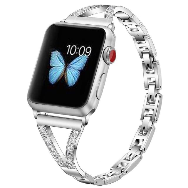 SKALO Kapea metallinen rannekoru Bling Apple Watch Series 10 42mm - Hopea