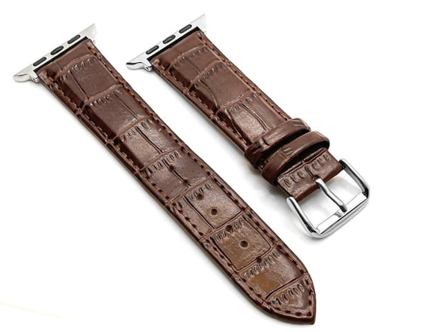 SKALO Læderrem med krokodillemønster Apple Watch SE 40mm - Brun