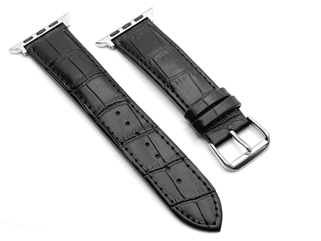 SKALO Læderrem med krokodillemønster Apple Watch SE 40mm - Sort