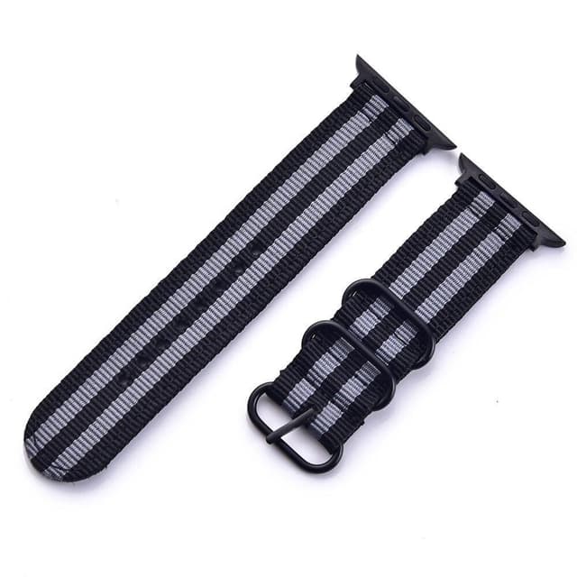 SKALO Nato-armbånd Nylon Apple Watch Series 4-6 44mm - Sort-Grå