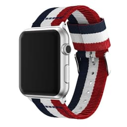SKALO Nato-ranneke Metallilukolla Apple Watch Ultra 2 49mm - Punainen-Valkoinen-Sininen