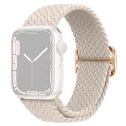 SKALO Flätat tygarmband Apple Watch Series 7-9 45mm - Vit