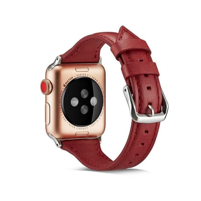 SKALO Smalt Læderarmbånd Apple Watch Series 7-9 41mm - Rød