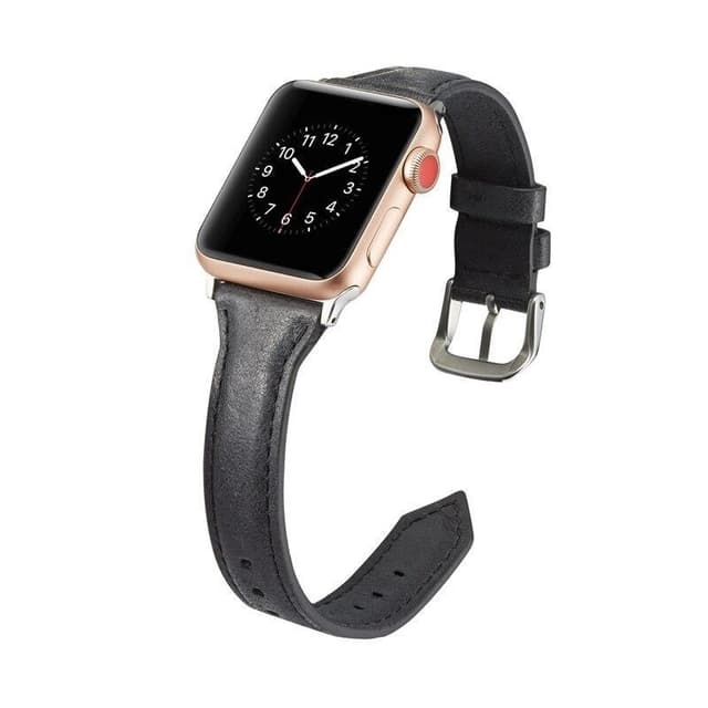 SKALO Kapea nahkaranneke Apple Watch Series 10 46mm - Musta