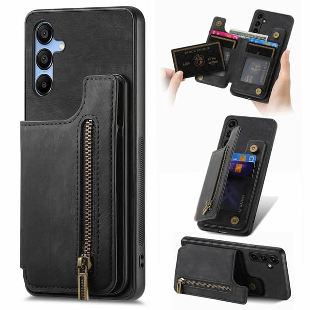 SKALO Samsung A16 PU-læder Cover med Pung - Sort