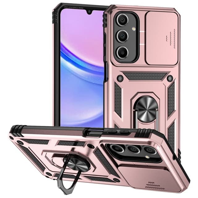 SKALO Samsung A16 Armor Hybrid Metallring Kameraslider - Roséguld