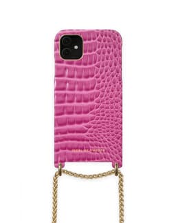 Lilou Necklace Case Fuchsia Croco iPhone 11/XR