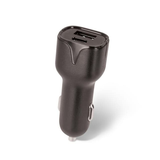 Setty Billaddare USB och Typ-C uttag, 2.4A, Svart