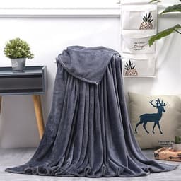 Pledd i Microfiber 200x150cm - Mørkegrå
