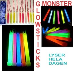 10 store glowsticks - blandede farger 15 cm