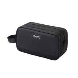 Tilava meikkilaukku, jossa on useita lokeroita Musta