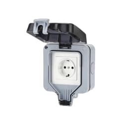 Utomhus vägguttag med lock IP66 Eluttag 16A 250V Grå