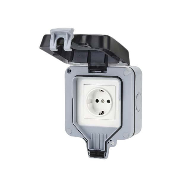 Utomhus vägguttag med lock IP66 Eluttag 16A 250V Grå